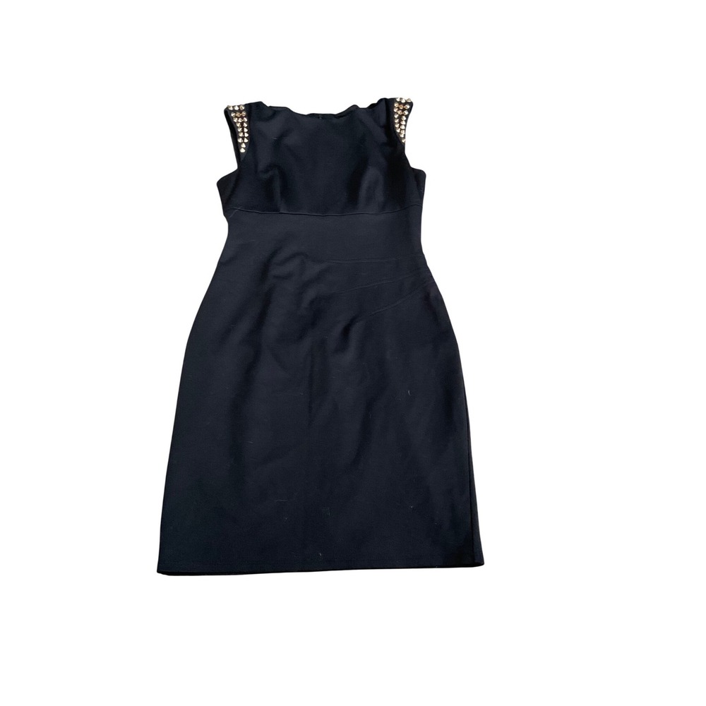 Vince Camuto Black‎ Studded Shoulder Sheath Dress Sleeveless Size 2 LBD